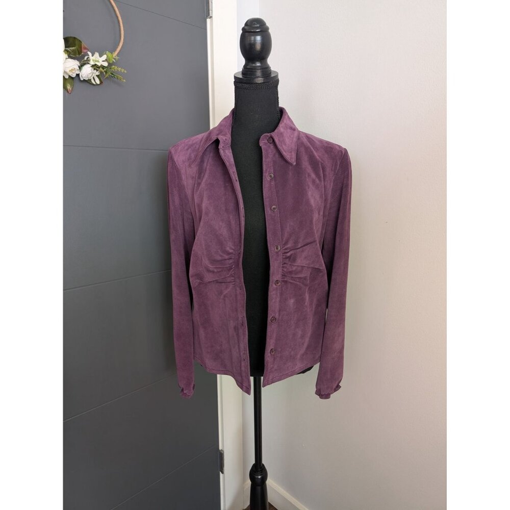 y2k Revue Purple Suede Ruched Button‎ Front Jacket - Medium
